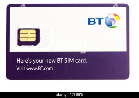 BT Mobile Telefon SIM-Karte Stockfoto