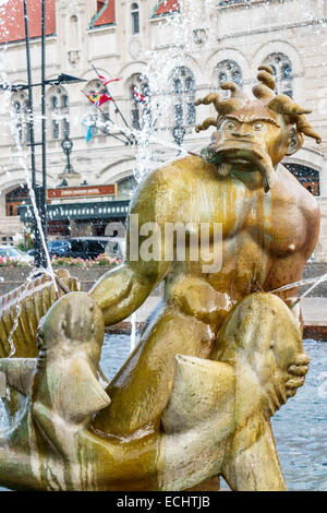 Saint St. Louis Missouri, Market Street, Aloe Plaza, Treffen der Gewässer, Brunnen, Wahrzeichen, Skulptur, Carl Milles, Bildhauer, Bronze, öffentliche Kunstwerke, vis Stockfoto