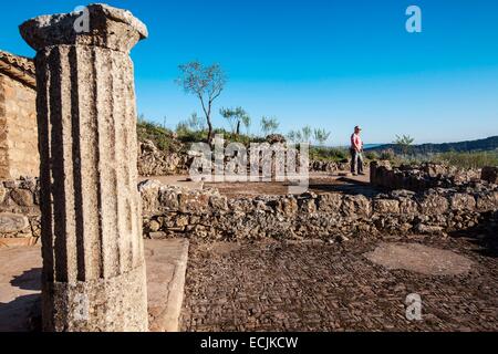 Italien, Sizilien, Morgantina, eine antike griechische Stadt ausgegraben von einer archäologischen Mission im Herbst 1955, die Website enthält die Überreste aus der Mitte des V am Ende des ersten Jahrhunderts v. Chr. die meisten Pracht Periode der Stadt, Stockfoto