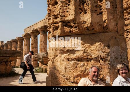 Italien, Sizilien, Selinunte, den archäologischen Park der antiken griechischen Stadt, die Ruinen des E - Tempel, auch bekannt als Tempel der Hera Stockfoto