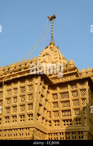 Indien, Rajasthan, Jaisalmer Umgebung, Lodruva, Jain-Tempel von Parshvanath (11-17 C) Stockfoto