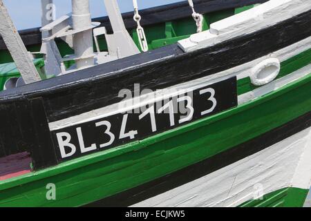 Frankreich, Somme, Baie de Somme, Le Crotoy, alten trawler Stockfoto