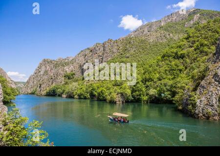 Republik Mazedonien, Sarai, die See und Canyon Matka, angetrieben vom Fluss Treska Stockfoto