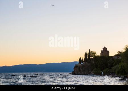 Republik Mazedonien, Ohrid-See, Weltkulturerbe von der UNESCO, die Kirche des Hl. Johannes von Kaneo byzantinischen Stil des dreizehnten Jahrhunderts Stockfoto