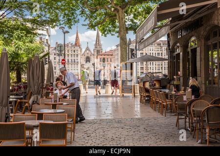 Frankreich, Rhône, Lyon, klassifiziert historische Stätte UNESCO-Weltkulturerbe Altstadt von Lyon da die Ort du ändern mit Blick auf die Kirche Saint-Nizier auf der Presqu'Île Stockfoto