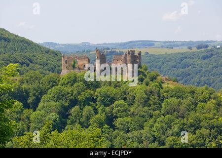 Frankreich, Saint-Remy-de-Blot, Puy de Dome, Chateau Rocher, Rocher Burg, Sioule Tal Stockfoto