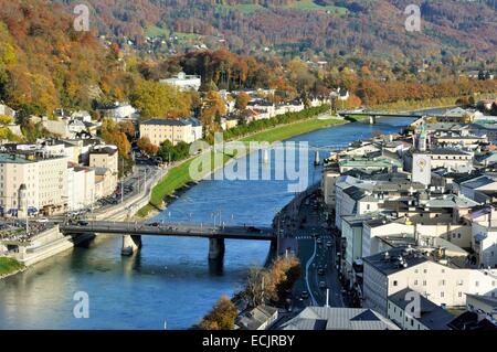 Österreich, Salzburg, Altstadt Weltkulturerbe der UNESCO, der Salzach Stockfoto