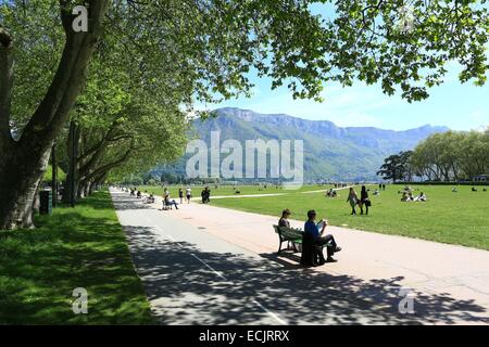 Frankreich, Haute Savoie, Annecy, Champ de Mars, Jacquet gehen Stockfoto