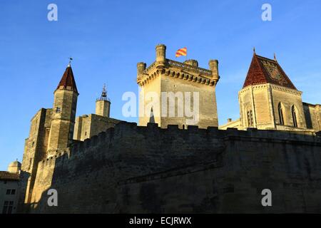 Frankreich, Gard, Uzes, die herzoglichen Schlosses, bekannt als der Duche, denkmalgeschützten Gebäude Stockfoto