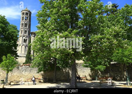 Frankreich, Gard, Uzès Kathedrale Sankt Theodorit von Uzes und Fenestrelle drehen, denkmalgeschütztes Gebäude Stockfoto