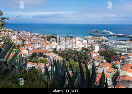Portugal, Madeira Insel, Funchal, Panoramablick von der Forte do Pico Stockfoto