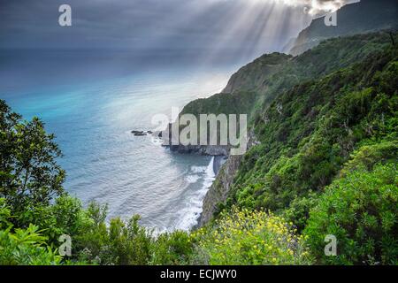 Portugal, Madeira Insel, Nordküste zwischen Boaventura Arco de Sao Jorge Stockfoto