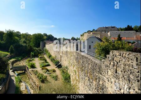 Frankreich, Mosel, Rodemack, beschriftete Les Plus Beaux Dörfer de France (die schönsten Dörfer Frankreichs), die Wälle Stockfoto