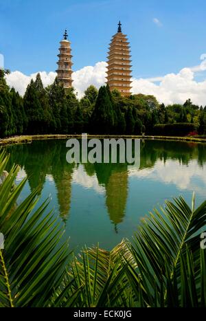China, Provinz Yunnan, Dali, die drei Pagoden des Chong Sheng Tempel Stockfoto