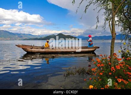 China, Provinz Yunnan, Mosuo (Moso) am Lugu-See Stockfoto