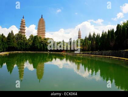 China, Provinz Yunnan, Dali, die drei Pagoden des Chong Sheng Tempel Stockfoto