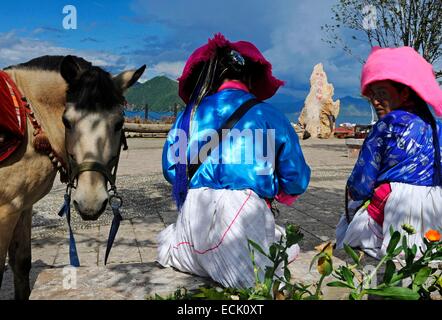 China, Provinz Yunnan, Mosuo (Moso), Lugu-See Stockfoto