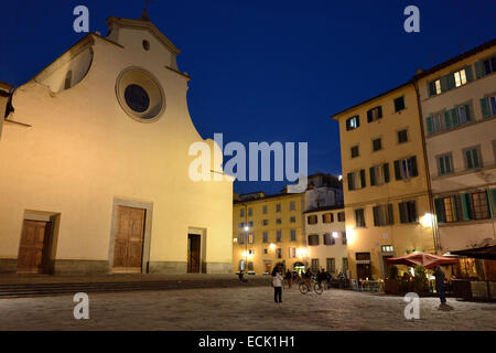 Florenz. Italien. Basilika Santo Spirito, Piazza Santo Spirito, Oltrarno Viertel. Stockfoto