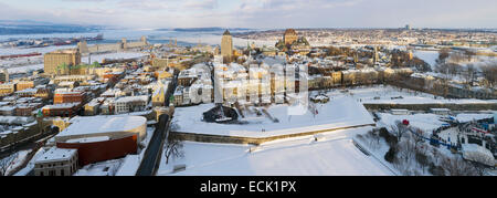 Kanada, Québec, Québec (Stadt) im Winter Blick von der oberen alten Quebec erklärte ein Weltkulturerbe der UNESCO Stockfoto