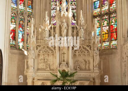 Frankreich, Pas-De-Calais, Auxi le ChΓteau, extravagante gotische Kirche des Hl. Martin stammt aus dem 16. Jahrhundert, altar Stockfoto