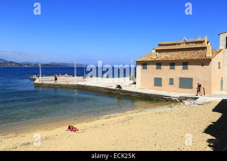 Frankreich, Var, Saint Tropez Strand von La Ponche Stockfoto