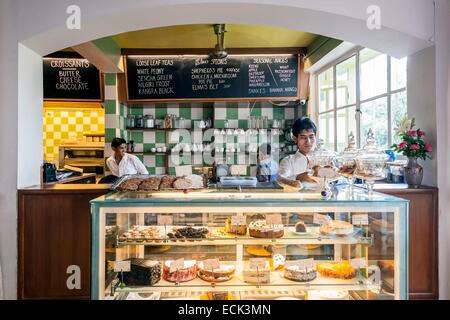 Indien, New Delhi, Hauz Khas Village, Elma Teestube Stockfoto