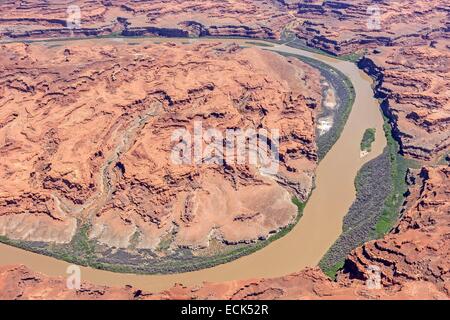 USA, Utah, Colorado Plateau, Canyonlands National Park, Insel im Stadtteil Himmel, den Colorado River (Luftbild) Stockfoto