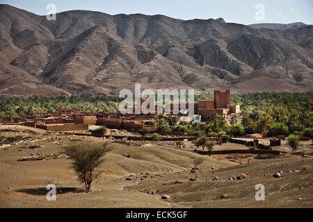 Marokko, Sous-Massa-Draa Region, auf der Straße von Agdz nach Zagora, Dorf Tamezmoute Stockfoto