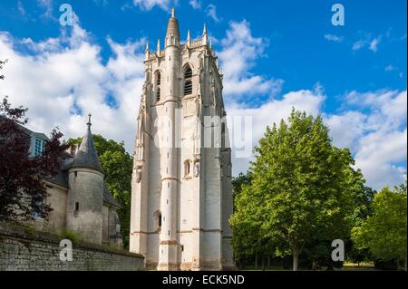 Frankreich, Eure, Le Bec-Hellouin, Notre Dame du Bec Abtei, 11. Jahrhundert Benediktiner klösterlichen Stiftung, Saint Nicolas Turm Stockfoto