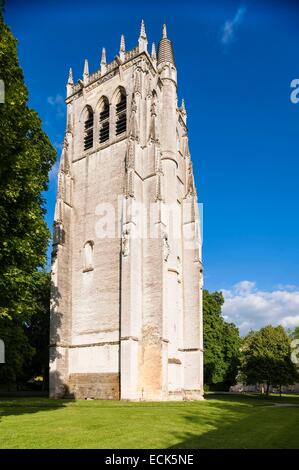 Frankreich, Eure, Le Bec-Hellouin, Notre Dame du Bec Abtei, 11. Jahrhundert Benediktiner klösterlichen Stiftung, Saint Nicolas Turm Stockfoto