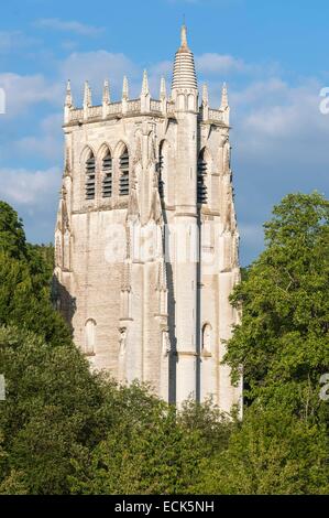 Frankreich, Eure, Le Bec-Hellouin, Notre Dame du Bec Abtei, 11. Jahrhundert Benediktiner klösterlichen Stiftung, Saint Nicolas Turm Stockfoto