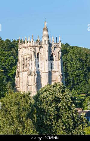 Frankreich, Eure, Le Bec-Hellouin, Notre Dame du Bec Abtei, 11. Jahrhundert Benediktiner klösterlichen Stiftung, Saint Nicolas Turm Stockfoto