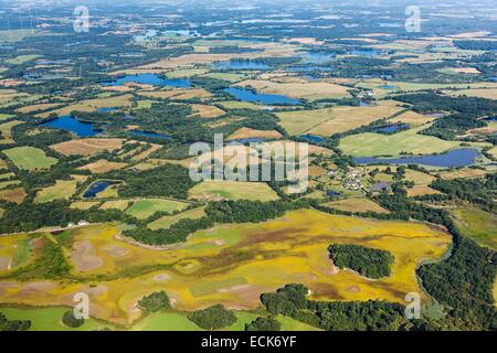 Frankreich, Indre, Migne, Teiche in La Brenne Regionalpark (Luftbild