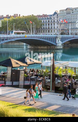 Frankreich, Rhone, Lyon, Rhone-Ufer, Quai General Sarrail und Lafayette-Brücke Stockfoto