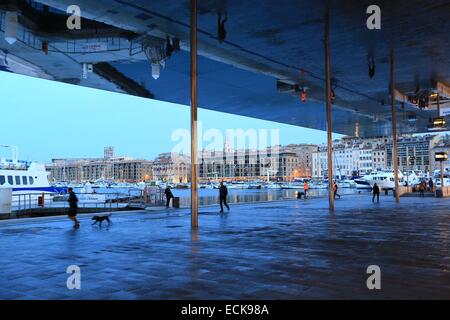 Bouches du Rhone, Marseille, Vieux Port, Frankreich, Fraternité andocken, von dem Architekten Norman Foster Ombriere Stockfoto