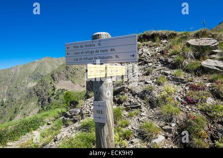 Frankreich, Alpes-Maritimes, Mercantour Nationalpark, Wandern auf dem Energie-Weg Stockfoto