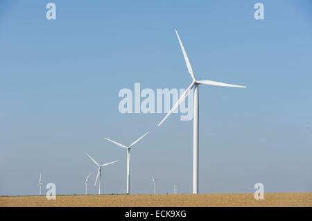 Frankreich, Ardennen, Fraillicourt, wind-Turbinen-Gebiet im Süden der Stadt Stockfoto