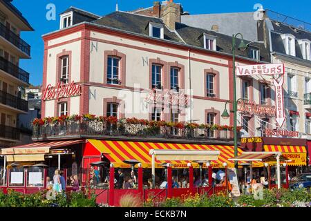 Frankreich, Calvados, Trouville Sur Mer, Les Vapeurs Les Voiles berühmte Brasserie-restaurant Stockfoto