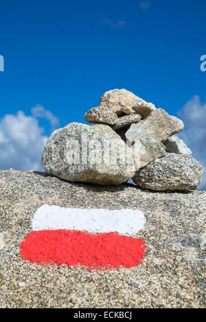 Frankreich, Corse du Sud, Wandern auf dem GR 20, zwischen Asinao Zuflucht und Bassetta Schafstall, GR 20 markup Stockfoto