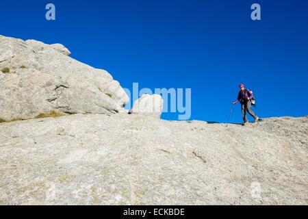 Frankreich, Corse du Sud, Wandern auf dem GR 20, zwischen Usciolu Zuflucht und Prati Zuflucht Stockfoto
