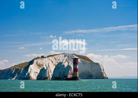 Horizontale Sicht auf die Nadeln in der Isle of Wight. Stockfoto