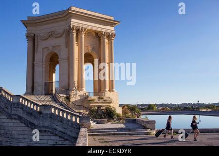 Frankreich, Herault, Montpellier, Altstadt, Peyrou Quadrat, Wasserturm Stockfoto