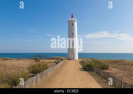 Frankreich, Vendee, Saint Gilles Croix de Vie, Grosse Terre Leuchtturm Stockfoto