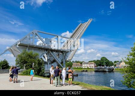 Frankreich, Calvados, Batterie, Batterie-Brücke oder Pegasus-Brücke über den Kanal von Caen zum Meer, veröffentlicht 6. Juni 1944 von einem britischen Kommando Stockfoto