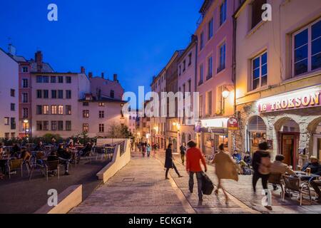 Frankreich, Rhone, Lyon, Straße Montee De La Grande Côte, Bezirk des Croix-Rousse als Weltkulturerbe der UNESCO gelistet Stockfoto