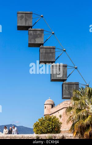 Spanien, Balearen, Mallorca, Palma De Mallorca, Museu d ' Art moderne ich Contemporani de Palma, moderne und zeitgenössische Kunst Museum 2004 gegründet, entworfen von Santiago Calatrava genannt Bou (2007) mit Wänden aus dem sechzehnten Jahrhundert Hintergrund Stockfoto