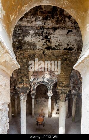 Spanien, Balearen, Mallorca, Palma De Mallorca, Arabische Bäder (10. Jahrhundert), das ist das einzige Gebäude immer noch intakten Zeugnis der muslimischen Präsenz in der Stadt, das Caldarium (heißes Bad) Stockfoto