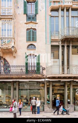 Spanien, Balearen, Mallorca, Palma De Mallorca, Jugendstil kann Rei und L'Aguila Häusern aus den 1910er Jahren Stockfoto