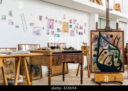 Spanien, Balearen, Mallorca, Palma De Mallorca, Fundaci≤ Pilar ich Joan Mir≤ Foundation 1981 eröffnet und widmet sich der katalanische Maler Joan Mir≤, entworfen von dem Architekten Josep Lluφs Sert das Atelier des Künstlers Stockfoto