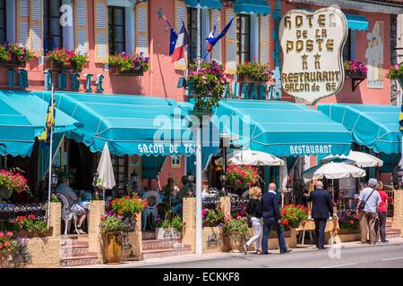 Frankreich, Isere, Korps, Hauptstraße 85 oder Route Napoleon, Restaurant Hotel de La Poste de Christiane et Gilbert Delas Stockfoto